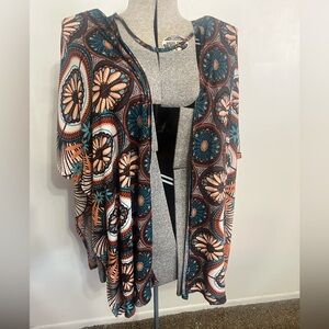 NWOT BLUSH BOUTIQUE Multi Colo FLORAL FLOWERS KIMONO OVERLAY 3/4 Sleeves Sz 2x